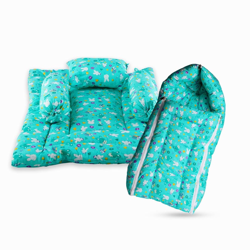 Steelbird Steelbird KoKo Combo of Baby Sleeping Bag with Bed Set 2 Pcs Bedding Set for Baby 06 Months Green - Image 1