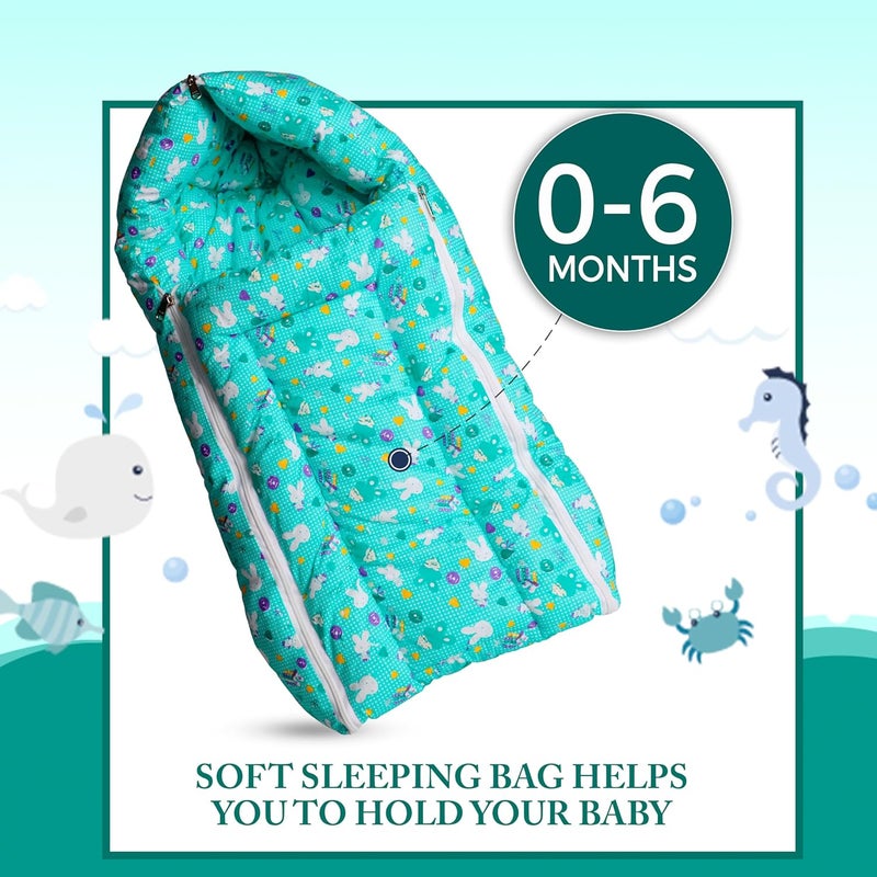 Steelbird Steelbird KoKo Combo of Baby Sleeping Bag with Bed Set 2 Pcs Bedding Set for Baby 06 Months Green - Image 5