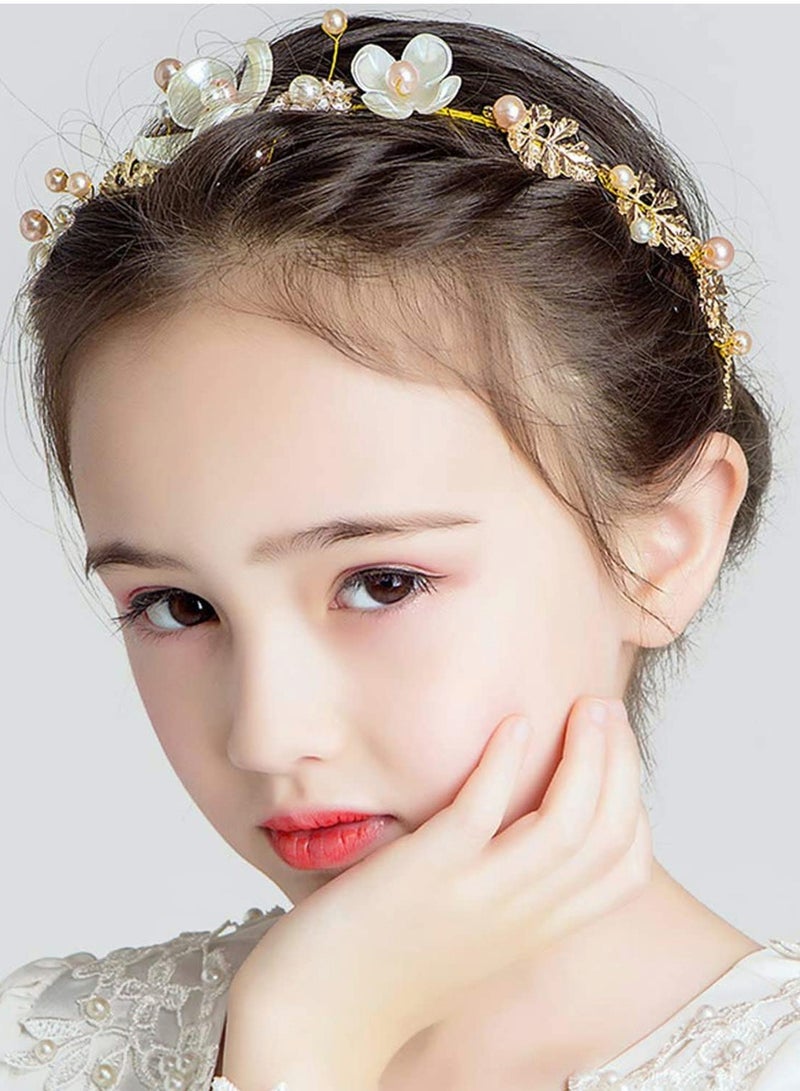 كاست ويف عصابة رأس للفتيات المزينة بالزهور لحفلات الزفاف، عصابة رأس للعروس المزينة بالزهور، إكسسوارات شعر الزفاف للأطفال، غطاء رأس للأميرة، عصابة رأس بيضاء مزينة بالزهور للفتيات المزينة بالزهور - Image 4