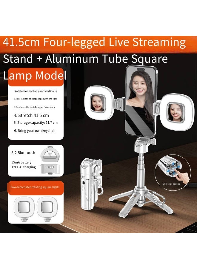 P15 Mini Selfie Stick Mobile Phone Stand Desk Four-legged Tripod Handheld Stabilizer Bluetooth Remote Control Mobile Phone Stabilizer H2 Dual-Light Model