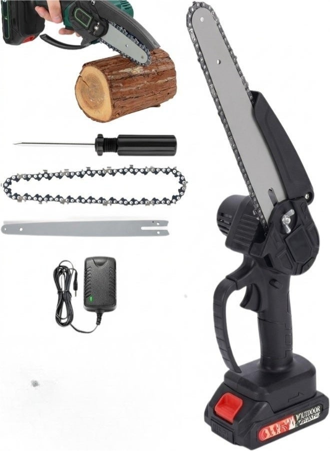 Cordless Mini Electric Chainsaw Handheld 24V Rechargeable Battery + 220V 50Hz 550W High Power Portable Tree Branch Cutter – Lightweight Garden Pruning Saw with Fast Chain Speed, Ergonomic Anti-Slip Handle, Ideal for Home Yard Gardening and Gift - Image 1