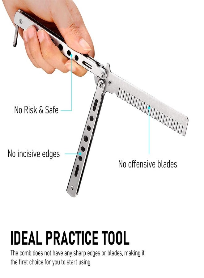 MAYCREATE® Butterfly Comb Professional Training Comb Stainless Steel Folding Practice Comb - Image 2