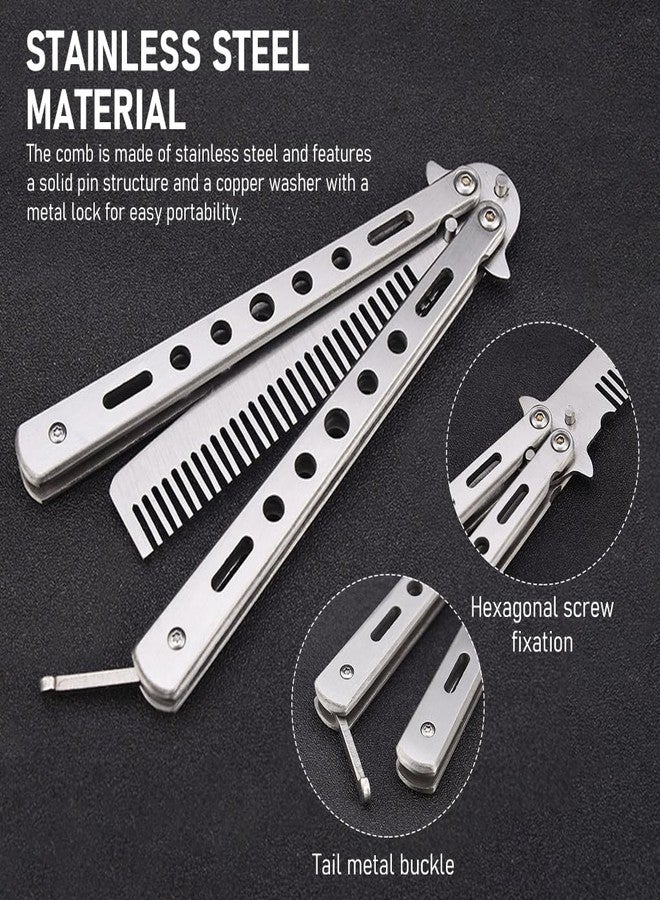 MAYCREATE® Butterfly Comb Professional Training Comb Stainless Steel Folding Practice Comb - Image 4