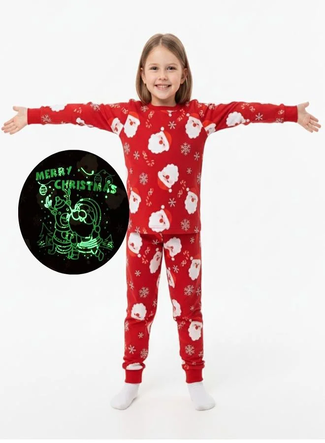 babyqlo Santa Face Glow Pajama Set for Kids