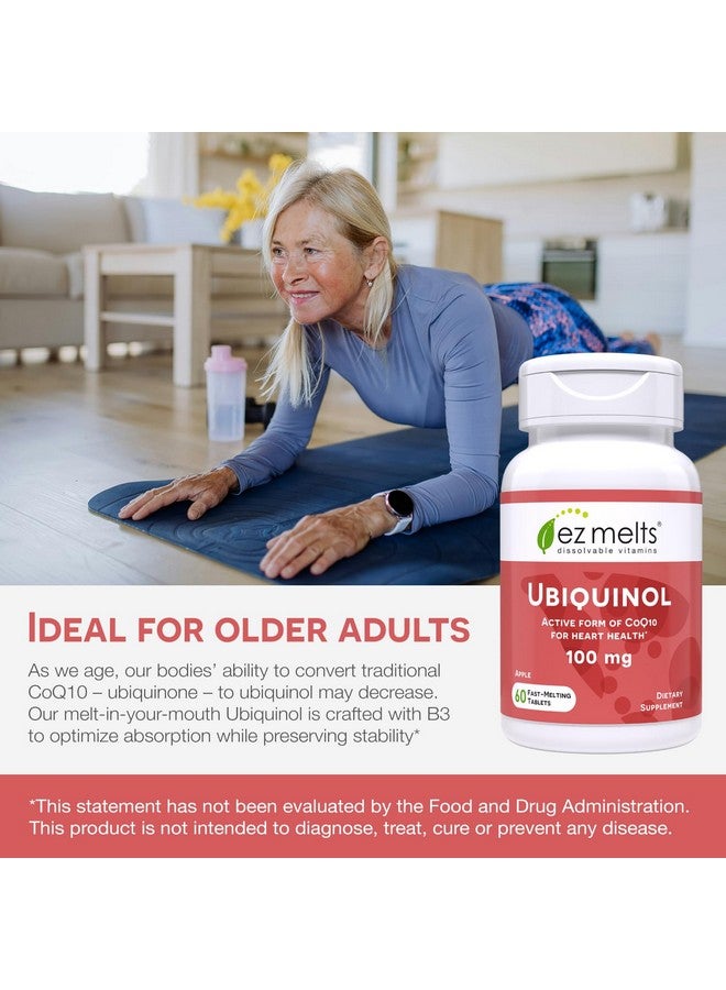 EZ Melts Dissolvable Ubiquinol 100mg, Active Form of CoQ10, Heart Health Supplements for Men & Women, Sugar-Free, 2-Month Supply - Image 4