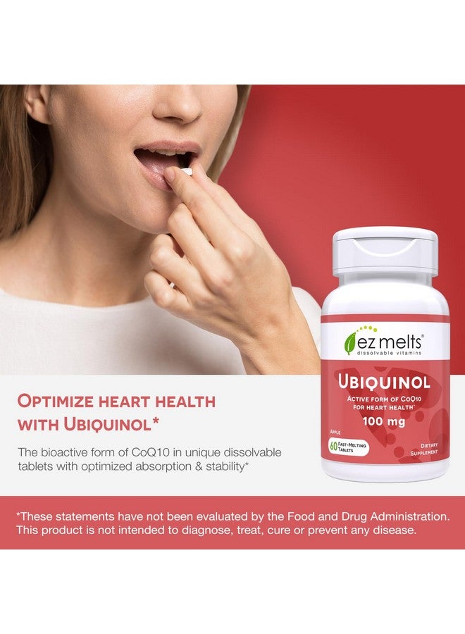 EZ Melts Dissolvable Ubiquinol 100mg, Active Form of CoQ10, Heart Health Supplements for Men & Women, Sugar-Free, 2-Month Supply - Image 2