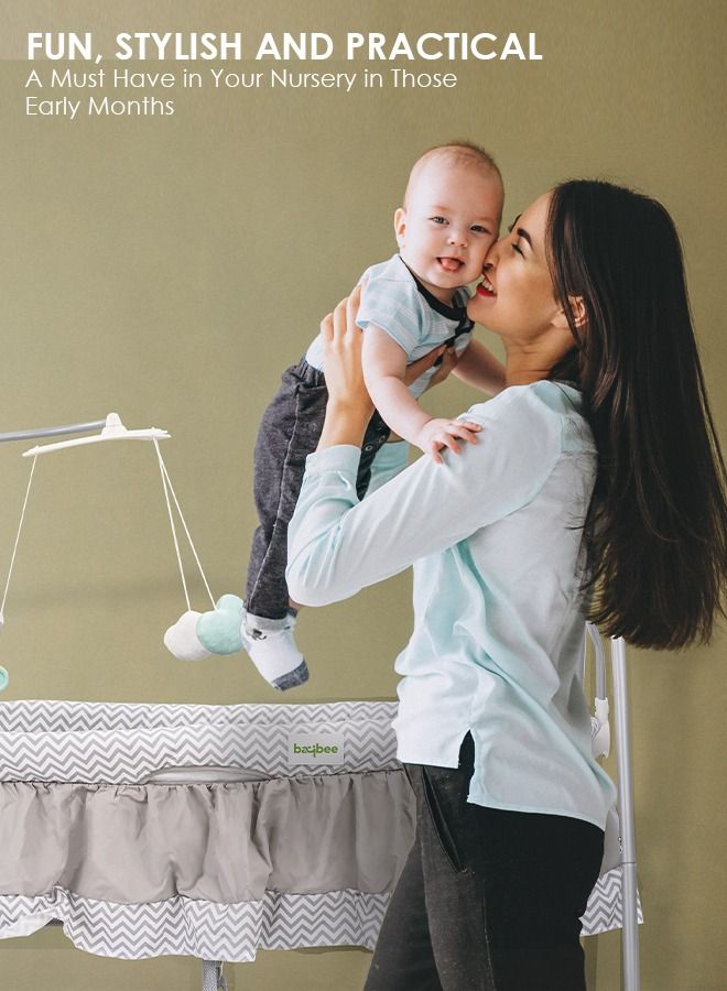 Wanda Electric Swing Cradle For Baby Automatic Swing Baby Cradle With Mosquito Net Remote Toy Bar Music Baby Swing Cradle For Baby 0 To 2 Years Boys Grey