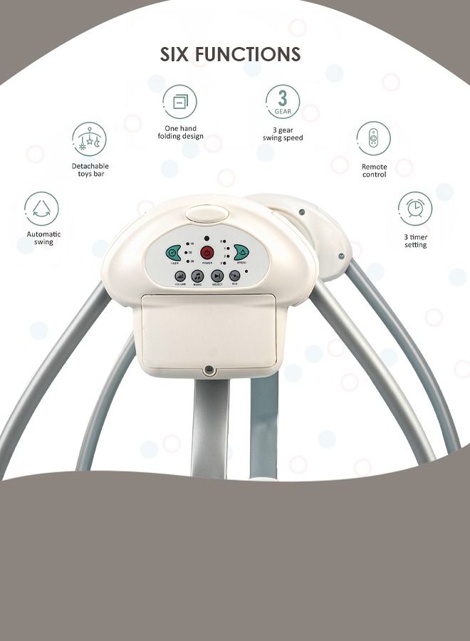 Wanda Electric Swing Cradle For Baby Automatic Swing Baby Cradle With Mosquito Net Remote Toy Bar Music Baby Swing Cradle For Baby 0 To 2 Years Boys Grey