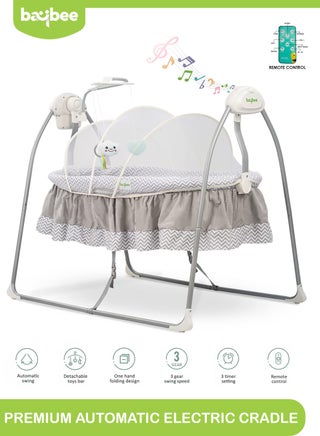 Wanda Electric Swing Cradle For Baby Automatic Swing Baby Cradle With Mosquito Net Remote Toy Bar Music Baby Swing Cradle For Baby 0 To 2 Years Boys Grey - pzsku/ZC17C5612F6CB00A4E021Z/45/_/1721304786/85dfeaa6-6171-4099-b2ad-6bfdb4582409