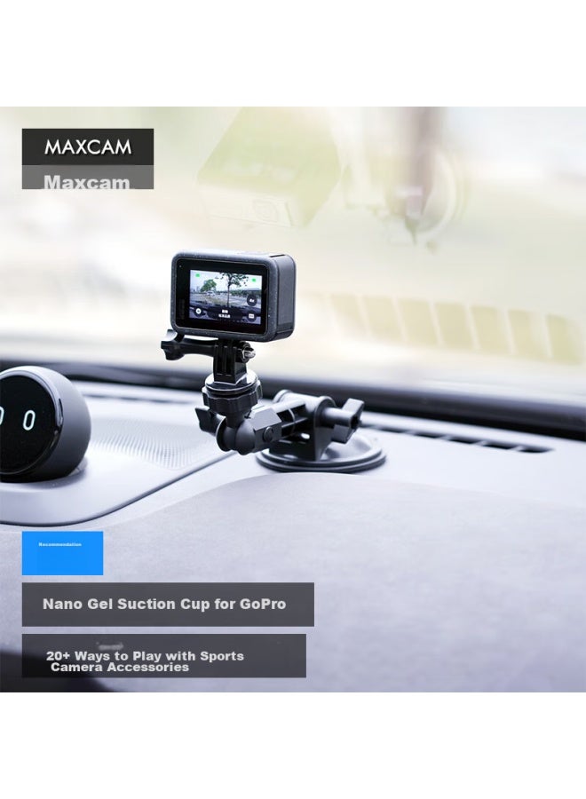 Maxcam/Maisikamu, Suitable For Gopro Ace Pro 2/Gopro 13/12/11/9 Action Cameras, Car Nano Rubber Suction Cup, Glass Fixing, Car Mount Accessory - Image 1