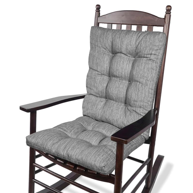 baibu 195 x 195 x 4 Inch Large Size Rocking Chair Cushion Set DualLayer Patented Design Memory Foam Seat Back Cushion with Ties for Indoor Living Room Rocker 2 Piece Set Grey
