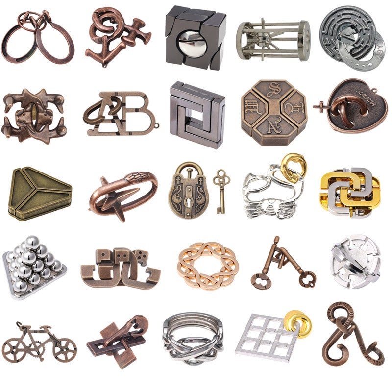 Intelligence Tripping Puzzle Luban Lock Kongming Lock Children'S Gift Toy Alloy Horseshoe Lock Nine-Chain Burning Brain - Image 2