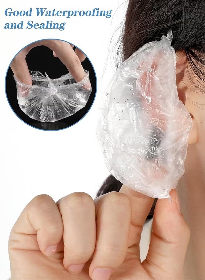 Mediora Disposable Waterproof Ear Covers for Hair Dye and Shower - Pack of 100 Clear Plastic Ear Protectors, One Size Fits Most Elastic Ear Caps for Salon, Spa, and Home Use - Image 4