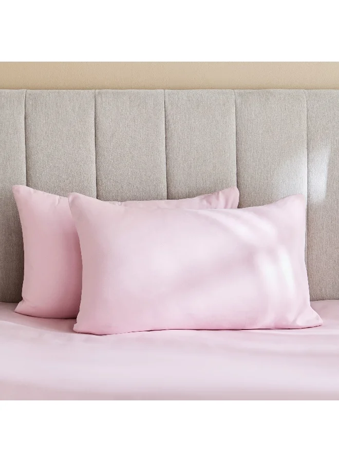 Home Box Derby 2-Piece Solid Microfiber Pillowcase Set - 45x70 cm