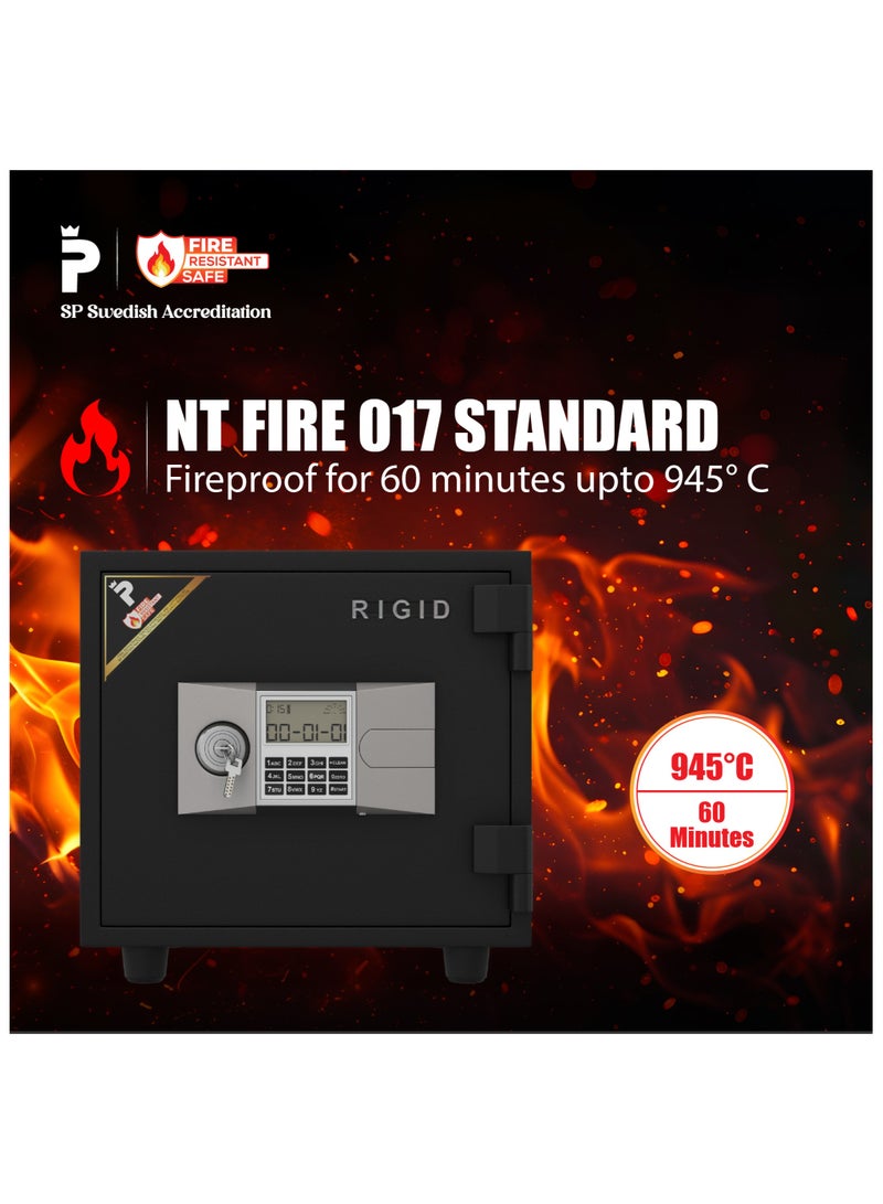 RIGID Fire Resistant Steel Safe with Digital And Key Lock, 50Kg  - Image 2
