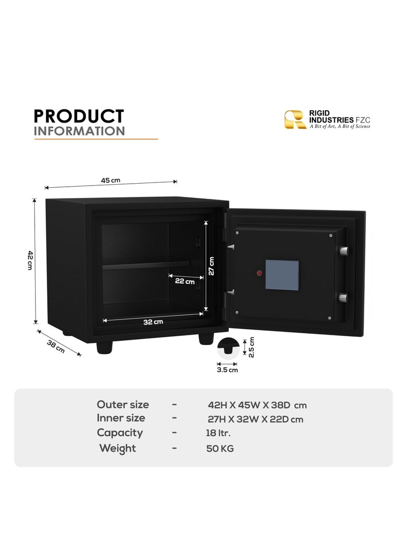 RIGID Fire Resistant Steel Safe with Digital And Key Lock, 50Kg  - Image 3