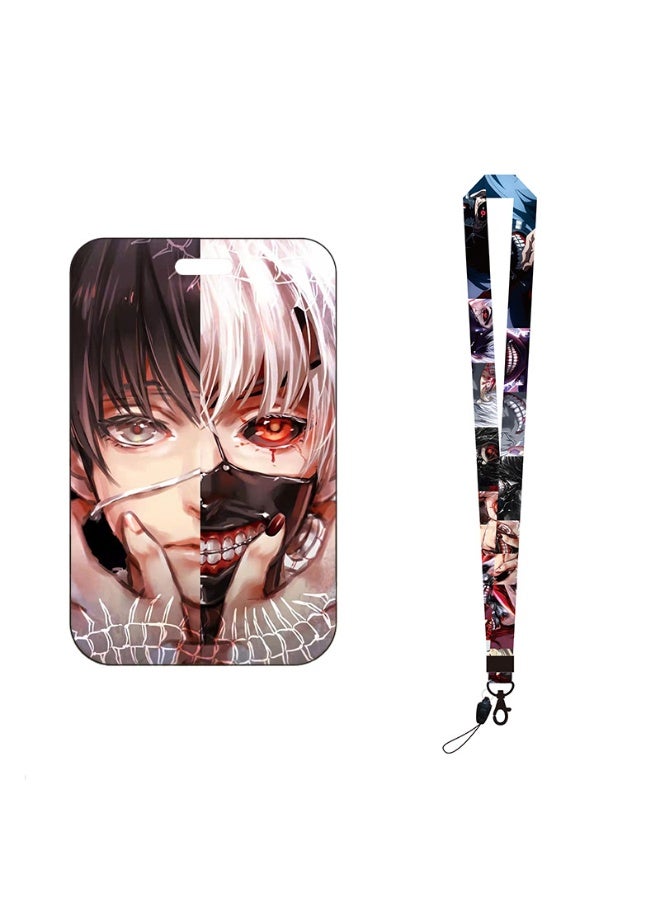 NIBEMINENT 1 - Piece Tokyo Ghoul Kpop Photo Card Holder Pendant Key Chain ID Badge Holder ID Card Holder Photo Card Protector for School ID Office ID Access Card for Women Girls