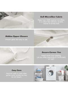 INFOSUN Duvet Cover Set Single Size 4 Pcs, Include 1 Quilt Cover 150 x 200cm & 2 Pillow Cases 48 x 74cm & 1 Bedsheet 235 x 250cm, Super Soft Quality Cotton Bedding Set, NO Comforter - Milkshake White  - Image 5