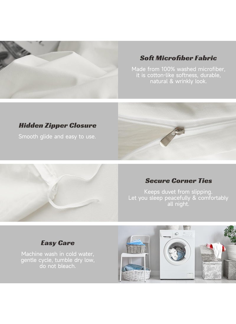 INFOSUN - Duvet Cover Set Single Size 4 Pcs, Include 1 Quilt Cover 150 x 200cm & 2 Pillow Cases 48 x 74cm & 1 Bedsheet 235 x 250cm, Super Soft Quality Cotton Bedding Set, NO Comforter - Milkshake White - Image 1