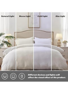 INFOSUN Duvet Cover Set Single Size 4 Pcs, Include 1 Quilt Cover 150 x 200cm & 2 Pillow Cases 48 x 74cm & 1 Bedsheet 235 x 250cm, Super Soft Quality Cotton Bedding Set, NO Comforter - Milkshake White  - Image 4