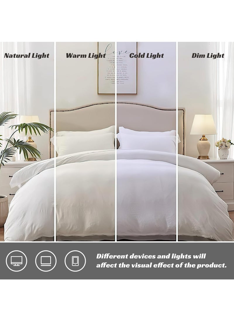 INFOSUN - Duvet Cover Set Single Size 4 Pcs, Include 1 Quilt Cover 150 x 200cm & 2 Pillow Cases 48 x 74cm & 1 Bedsheet 235 x 250cm, Super Soft Quality Cotton Bedding Set, NO Comforter - Milkshake White - Image 1