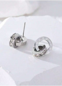 YUCCA 2pcs Women Rhinestone Decor Wrap Hoop Earrings for Party Banquet Wedding  - Image 1