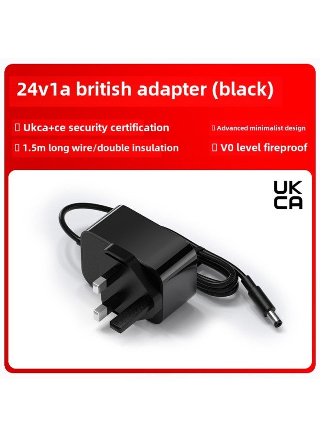 Hong Kong Version British 12v2a Power Adapter Hong Kong UK Ukca/ce Certification 24v1a Router Adapter-Color:24v1a British Standard (hong Kong, Uk) Black-Specifications:Dc Head 5.5*2.5mm - Image 1