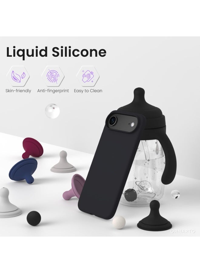 Denx Silicone Case Compatible with iPhone 17 Air, Slim Liquid Silicone Phone Case with 3-Layer Soft Rubber Shockproof Bumper with TPU Lining (Black) - Image 2