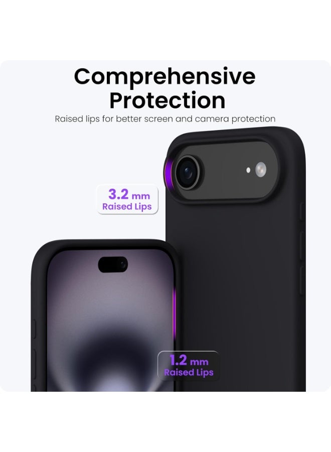 Denx Silicone Case Compatible with iPhone 17 Air, Slim Liquid Silicone Phone Case with 3-Layer Soft Rubber Shockproof Bumper with TPU Lining (Black) - Image 3