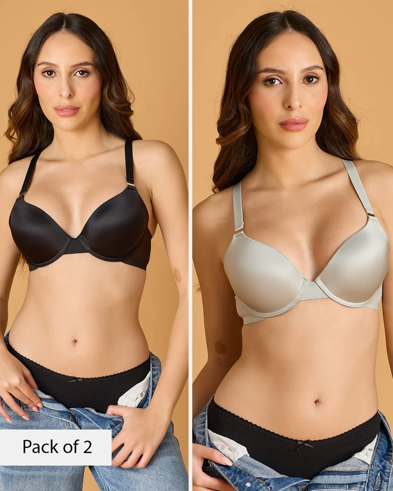 REDTAG Women Assorted 2-Pack Lux Microfiber Push-Up Bras
