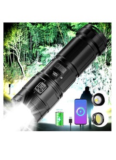 ZLH HITY 120000 Lumens Rechargeable Tactical Flashlight with COB Work Light - Super Bright, High-Powered Handheld LED Light for Emergencies, Camping, and Hiking  - Image 1