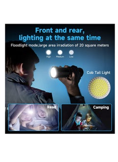 ZLH HITY 120000 Lumens Rechargeable Tactical Flashlight with COB Work Light - Super Bright, High-Powered Handheld LED Light for Emergencies, Camping, and Hiking  - Image 4