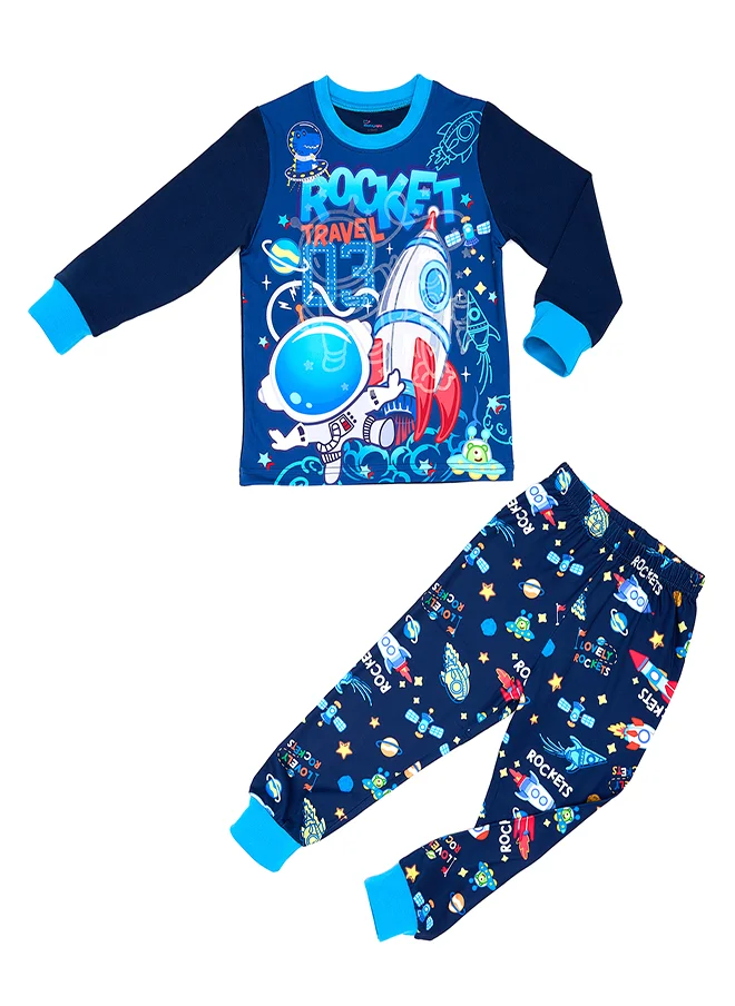 babyqlo Rocket Travel Glow-in-the-Dark Cotton Pajama Set for Boys