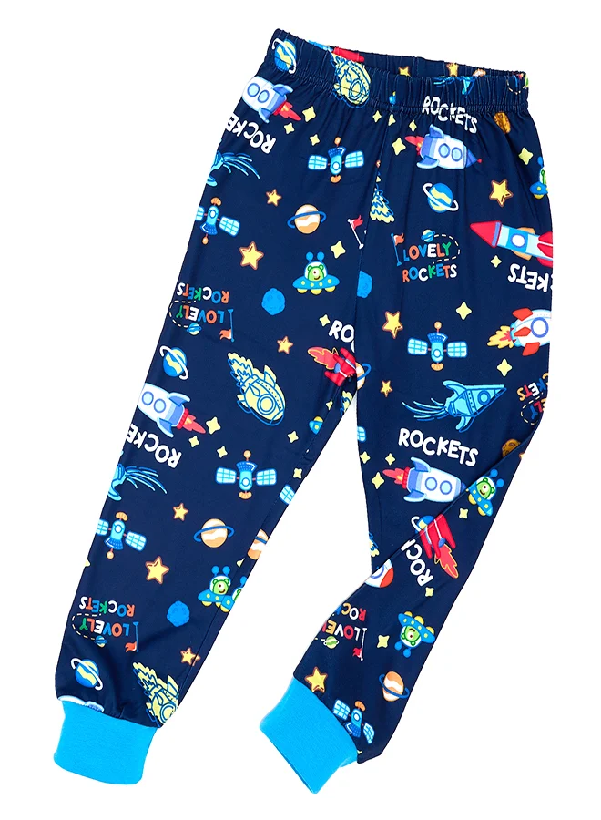 babyqlo Rocket Travel Glow-in-the-Dark Cotton Pajama Set for Boys