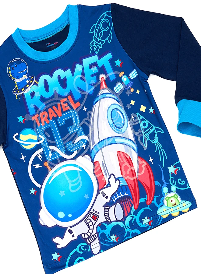 babyqlo Rocket Travel Glow-in-the-Dark Cotton Pajama Set for Boys