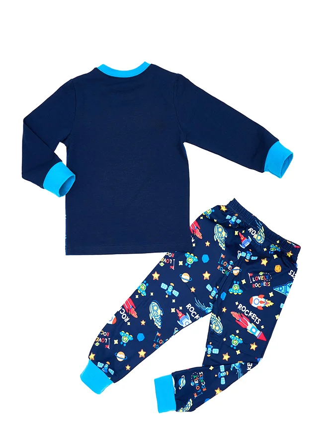 babyqlo Rocket Travel Glow-in-the-Dark Cotton Pajama Set for Boys