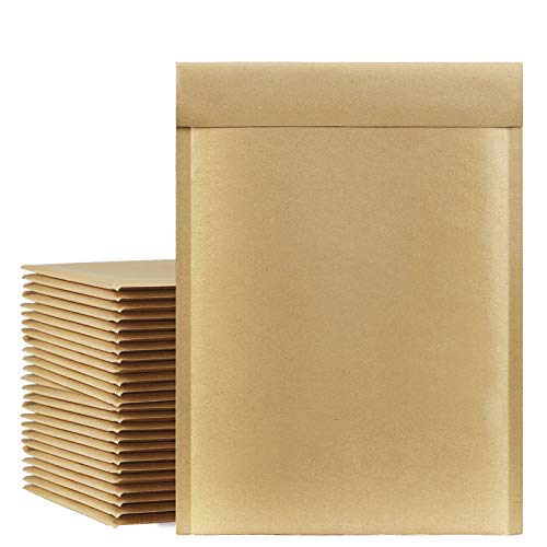 UCGOU Natural Kraft Bubble Mailers 10.5x16 Inch 25 Pack Usable Size 10.5x15 Brown Padded Envelopes #5 Large Packages Self Sealing Tear Resistant Boutique Bulk Shipping Bag for Clothes Book and More - Image 1