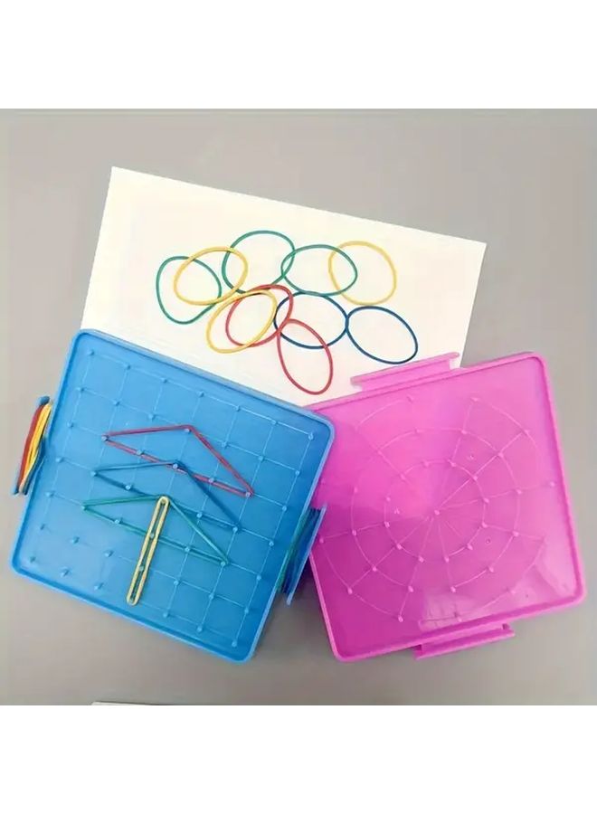 Green Blue Double Sided Plastic Geometric Shape Nail Board Math Teaching Aid - Image 5