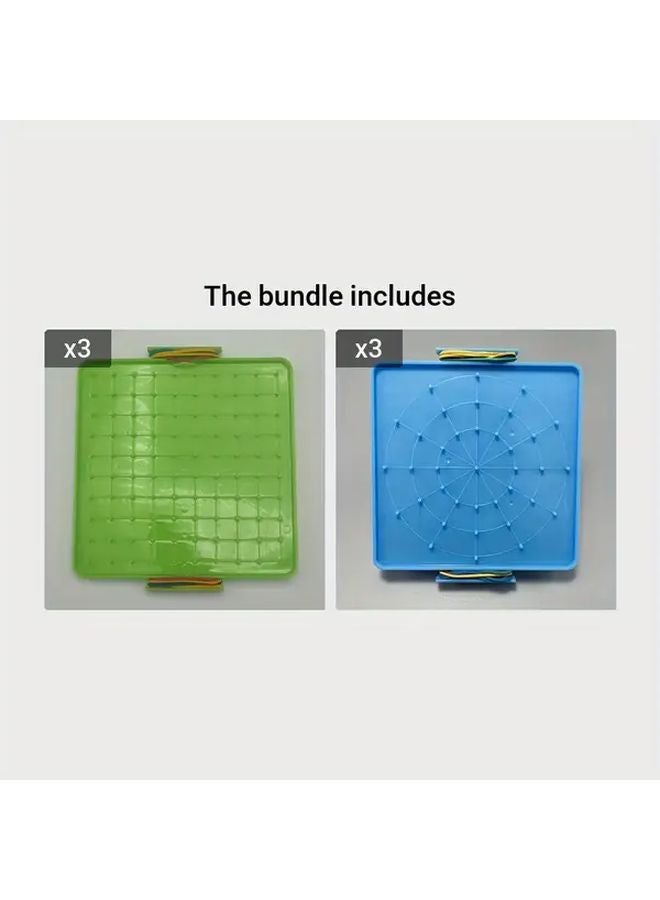 Green Blue Double Sided Plastic Geometric Shape Nail Board Math Teaching Aid - Image 1