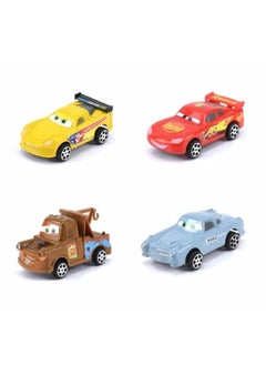 Disney Pixar Cars 4Pcs Models Lightning McQueen Mater Kids Movie 1:55 Plastic Mini Vehicle Action Figure Pull Back Car Toys Gift