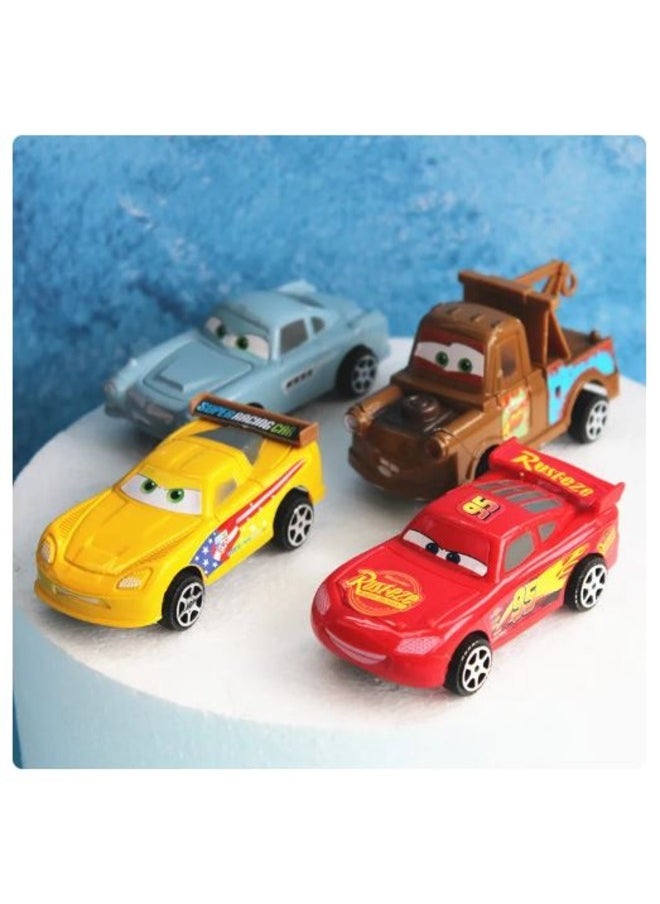 Toy Box - Disney Pixar Cars 4Pcs Models Lightning McQueen Mater Kids Movie 1:55 Plastic Mini Vehicle Action Figure Pull Back Car Toys Gift - Image 1
