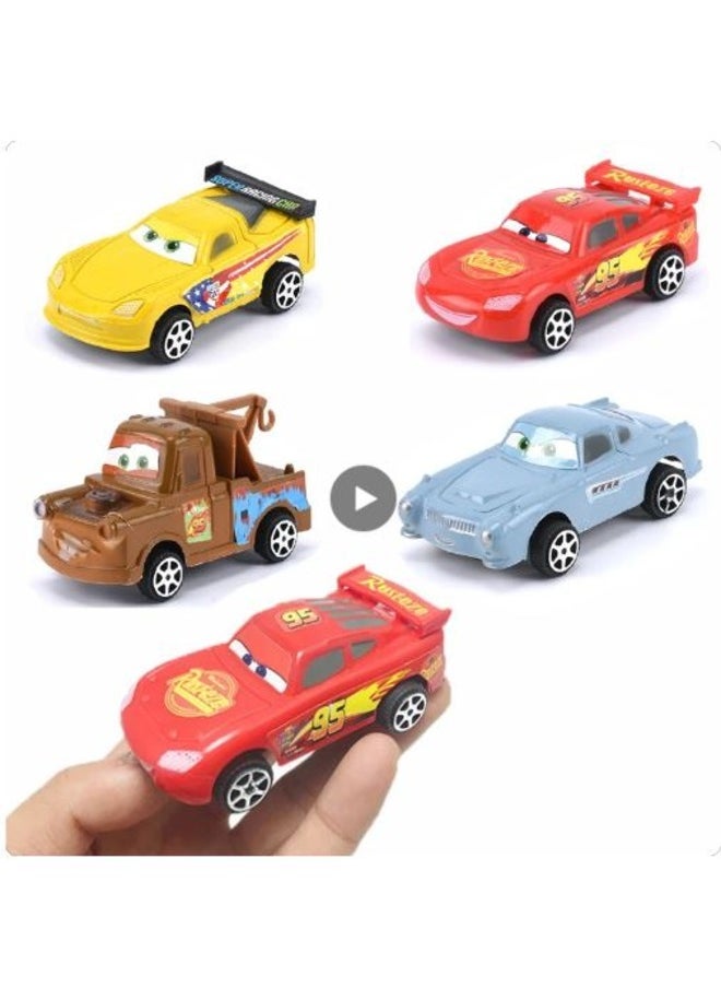 Toy Box - Disney Pixar Cars 4Pcs Models Lightning McQueen Mater Kids Movie 1:55 Plastic Mini Vehicle Action Figure Pull Back Car Toys Gift - Image 1
