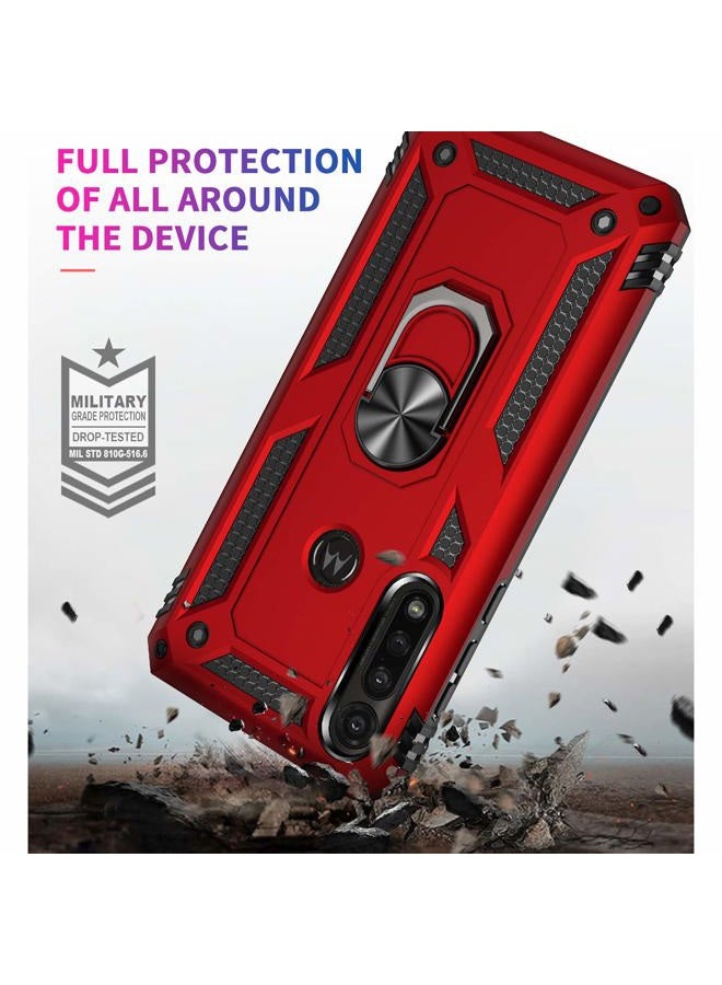 TJ's Phone Case Compatible with Motorola Moto G Power (2020), with [Tempered Glass Screen Protector] Impact Resistant Metal Ring Magnetic Support Heavy Duty Protector Cover (Teal) - Image 4