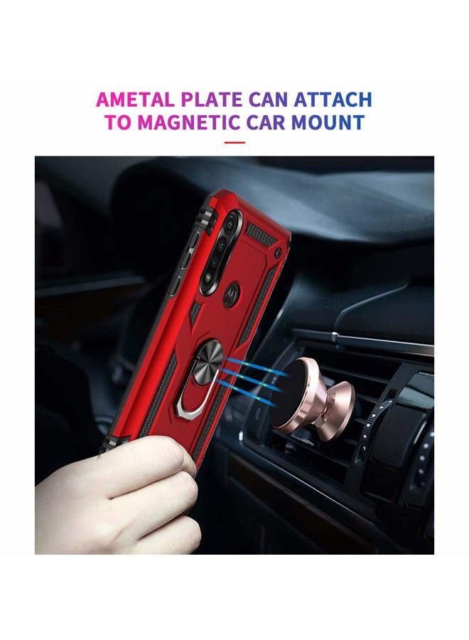 TJ's Phone Case Compatible with Motorola Moto G Power (2020), with [Tempered Glass Screen Protector] Impact Resistant Metal Ring Magnetic Support Heavy Duty Protector Cover (Teal) - Image 3