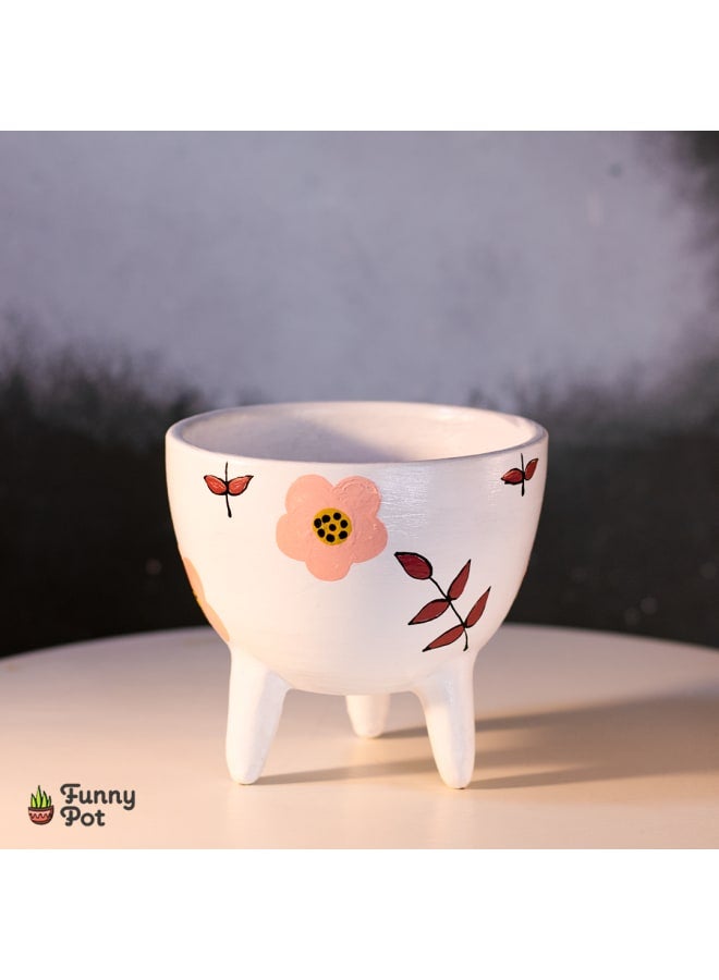 Handmade pottery empty pot - white - 11*11cm