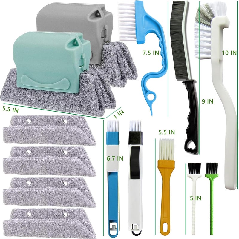 CRAFNEW 14Pcs Window Track Cleaning Tools, Deep Clean Groove Gap Cleaning Brush Kit for Window/Door Tracks, Sliding Doors, Tile Lines, AC Vents, Keyboards - Image 5