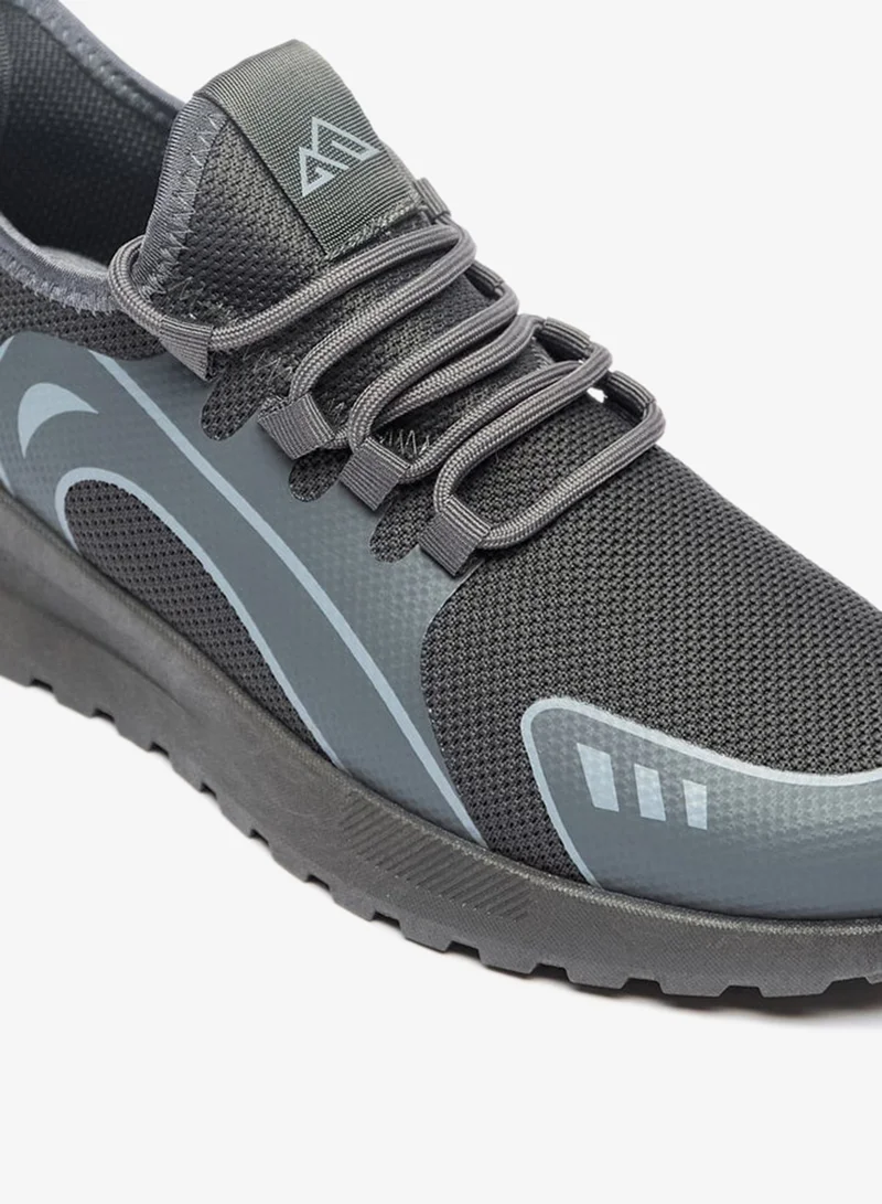 Oaklan by Shoexpress GREY Panelled Walking Lace-Up Shoes for Men | Best Price UAE