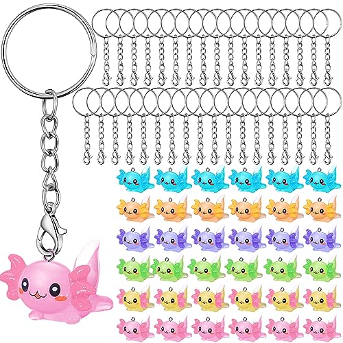 Liliful 36 Pcs Axolotl Keychains Resin Axolotl Party Supplies Mini Animal Key Chain 3D Figurine Pendant for Easter Egg FillerClassic ColorsLying Style - Image 1