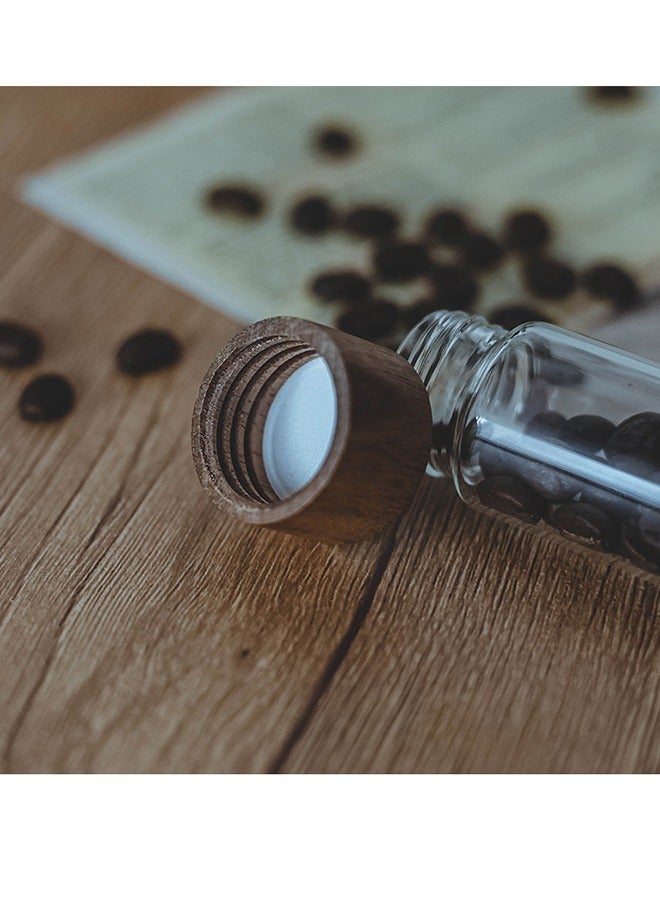 HOOPZOZA Coffee Bean Storage Tubes 12 Tubes Single Dose Sealed Coffee Bean Storage Jar with Walnut Stand Portable Coffee Bean Container Coffee Bean Glass Vials Multipurpose Sealed Jars 6 Long+6 Short  - Image 5
