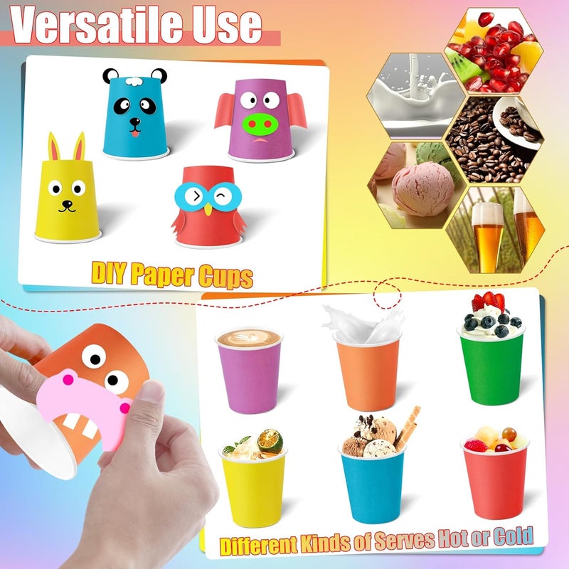 KesaPlan 60 PCS Disposable Paper Cups 9 OZ Colored Party Cups Plastic Drinking Cup Rainbow Paper Cups Bulk 6 Colors for Hot Cold Drink Coffee Tea Juice DIY Perfect for Birthday Holiday Party Supplies - Image 4